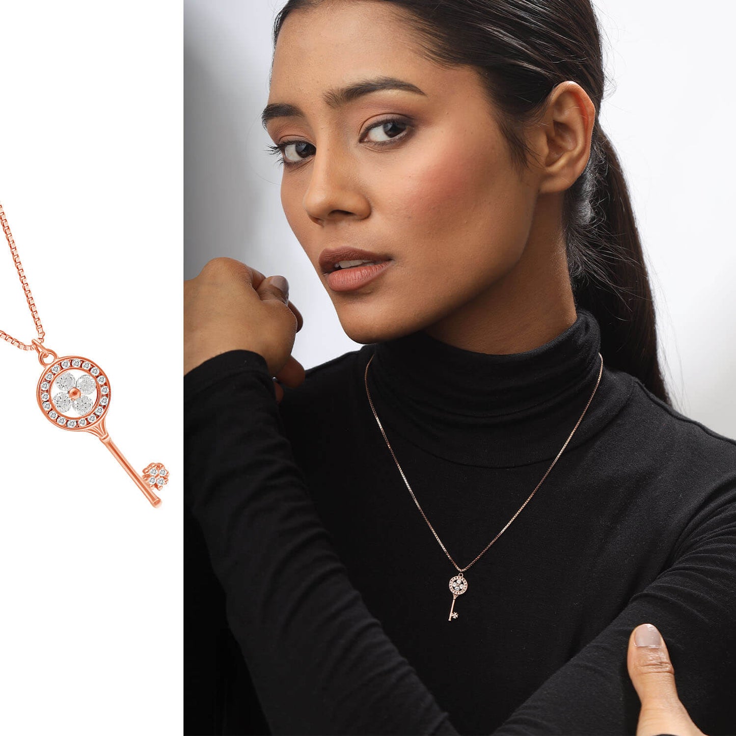 Moonlit Key | 925 Silver Pendant with Chain