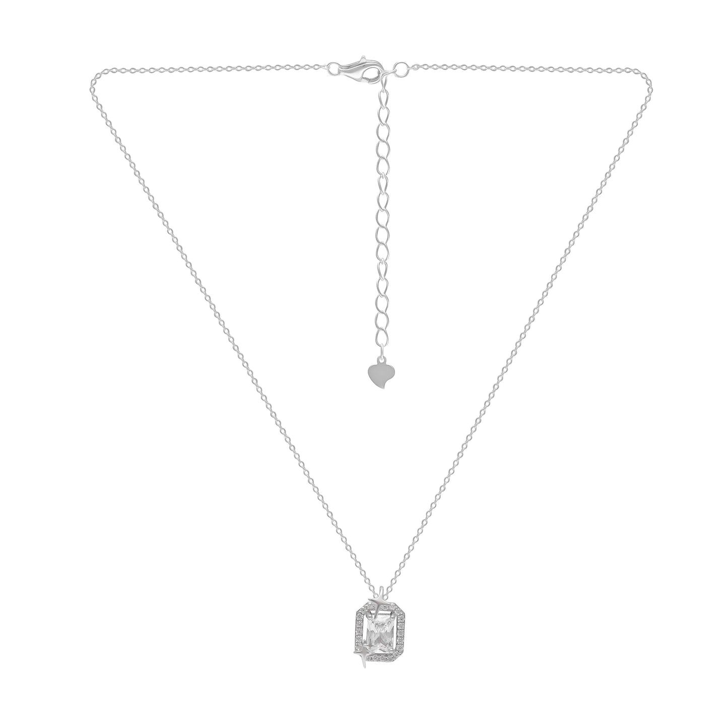 Solitaire Serenity | 925 Silver Pendant with Chain