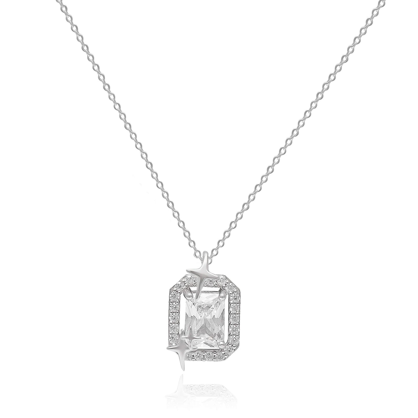 Solitaire Serenity | 925 Silver Pendant with Chain