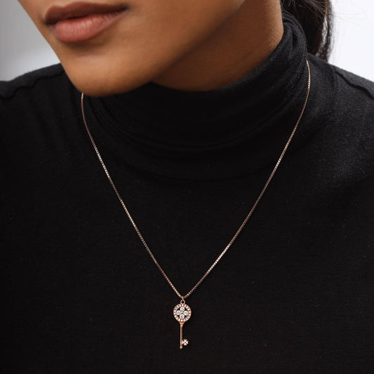 Moonlit Key | 925 Silver Pendant with Chain